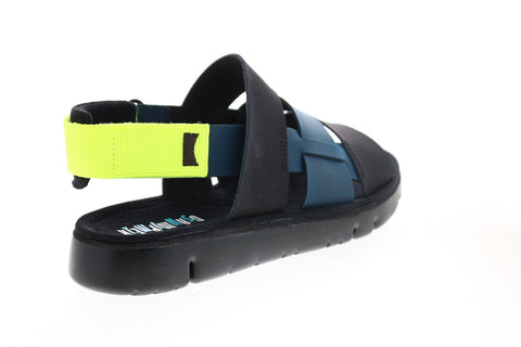 Camper Tws K100470-007 Mens Black Blue Leather Strap Sport Sandals Shoes