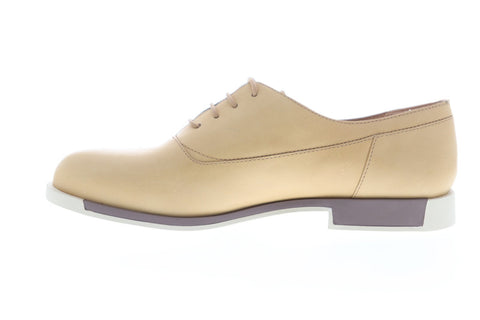 Camper Bowie K200016-009 Womens Beige Leather Casual Lace Up Oxfords Shoes