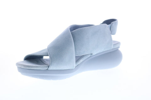 Camper Balloon K200066-029 Womens Blue Suede Slip On Heels Wedges Shoes