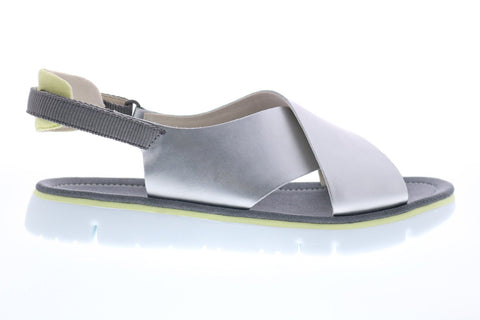 Camper Oruga K200157-018 Womens Silver Leather Slingback Sandals Shoes