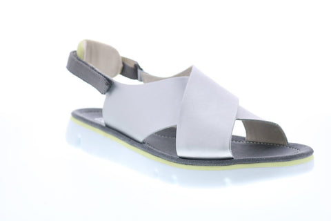 Camper Oruga K200157-018 Womens Silver Leather Slingback Sandals Shoes