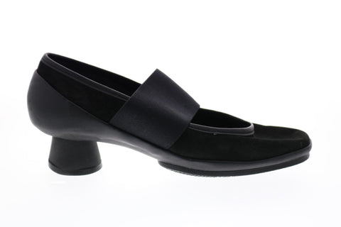 Camper Alright K200485-011 Womens Black Suede Slip On Pumps Heels Shoes