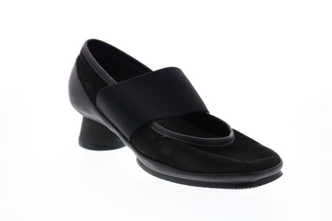 Camper Alright K200485-011 Womens Black Suede Slip On Heels Pumps Shoes
