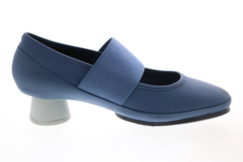 Camper Alright K200485-025 Womens Blue Leather Slip On Pumps Heels Shoes
