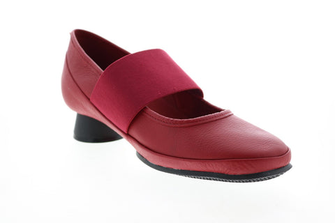 Camper Alright K200485-027 Womens Red Leather Slip On Pumps Heels Shoes