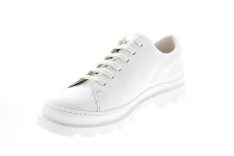 Camper Brutus K200551-022 Womens White Leather Lace Up Oxford Flats Shoes