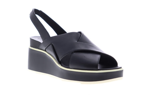 Camper Tropik K200593-001 Womens Black Leather Heels Strap Wedges Shoes