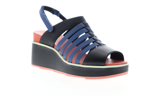 Camper Tropik K200594-003 Womens Blue Leather Heels Strap Wedges Shoes