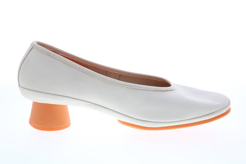 Camper Alright K200607-001 Womens White Leather Slip On Heels Pumps Shoes