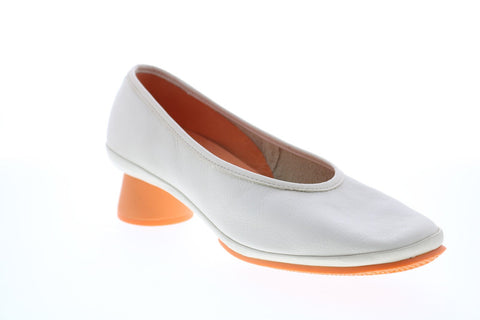 Camper Alright K200607-001 Womens White Leather Slip On Heels Pumps Shoes