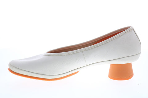 Camper Alright K200607-001 Womens White Leather Slip On Heels Pumps Shoes