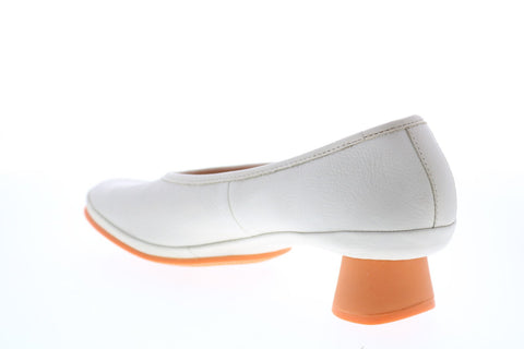 Camper Alright K200607-001 Womens White Leather Slip On Heels Pumps Shoes