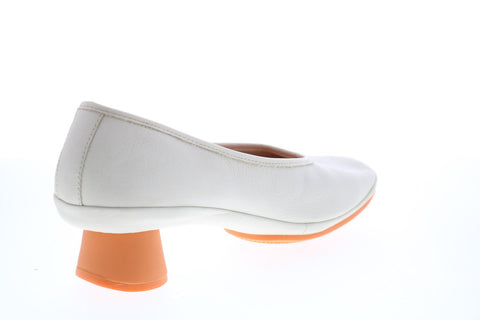 Camper Alright K200607-001 Womens White Leather Slip On Heels Pumps Shoes