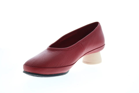 Camper Alright K200607-029 Womens Red Leather Slip On Pumps Heels Shoes