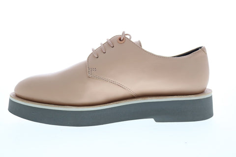 Camper Tyra K200734-005 Womens Beige Leather Lace Up Flats Oxford Shoes