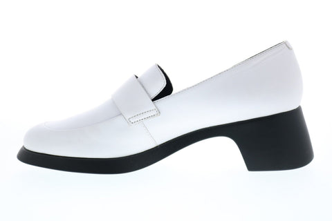 Camper Trisha K200781-002 Womens White Suede Slip On Pumps Heels Shoes