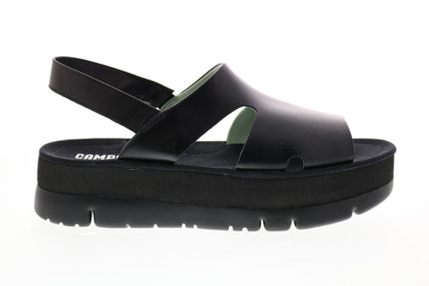 Camper Oruga Up K200848-001 Womens Black Leather Slingback Sandals Shoes