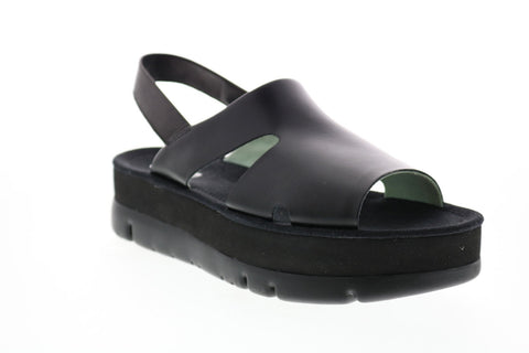 Camper Oruga Up K200848-001 Womens Black Leather Slingback Sandals Shoes