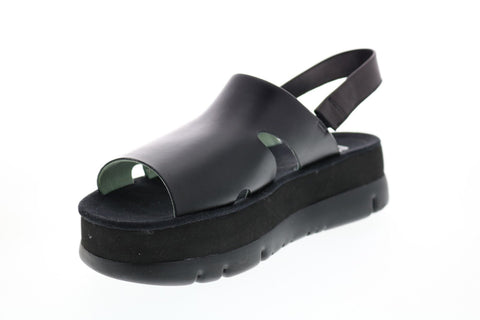 Camper Oruga Up K200848-001 Womens Black Leather Slingback Sandals Shoes