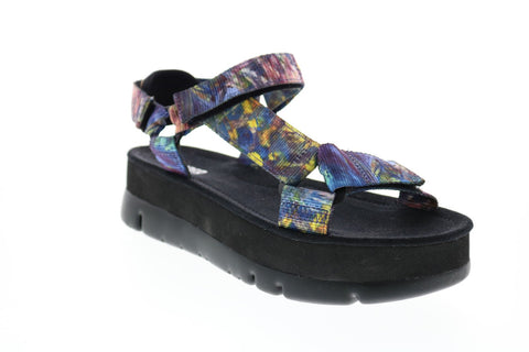 Camper Oruga Up K200851-002 Womens Blue Canvas Strap Slingback Sandals Shoes
