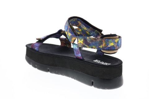 Camper Oruga Up K200851-002 Womens Blue Canvas Strap Slingback Sandals Shoes