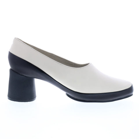 Camper Upright K200876-010 Womens Beige Leather Slip On Heels Pumps Shoes