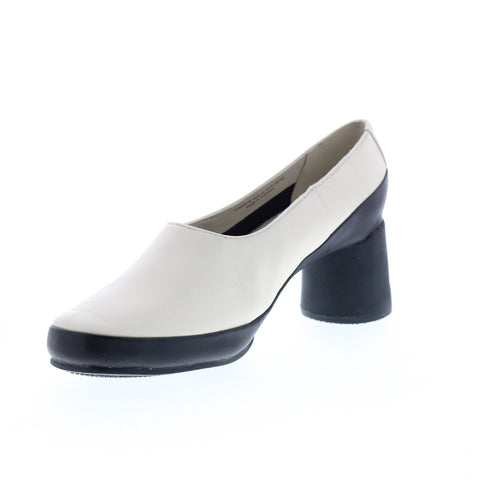 Camper Upright K200876-010 Womens Beige Leather Slip On Heels Pumps Shoes