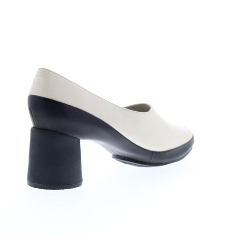 Camper Upright K200876-010 Womens Beige Leather Slip On Heels Pumps Shoes