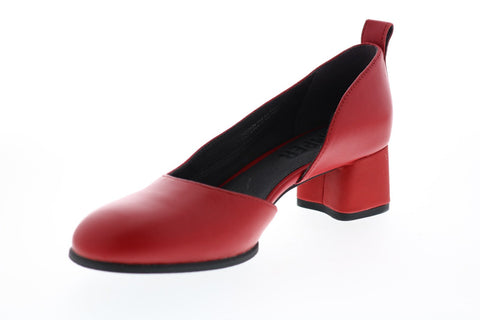 Camper Katie K200879-002 Womens Red Leather Slip On Pumps Heels Shoes