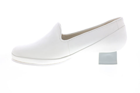 Camper Tws K201122-002 Womens White Leather Slip On Pumps Heels Shoes