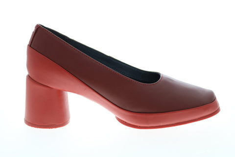Camper Upright K201123-004 Womens Red Leather Slip On Pumps Heels Shoes