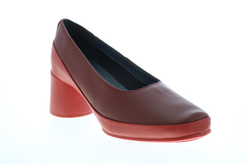 Camper Upright K201123-004 Womens Red Leather Slip On Pumps Heels Shoes