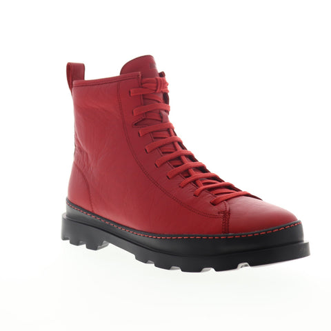 Camper Brutus K300245-005 Mens Red Leather Lace Up Ankle Boots Shoes