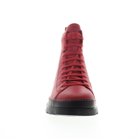 Camper Brutus K300245-005 Mens Red Leather Lace Up Ankle Boots Shoes