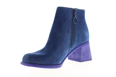 Camper Karolina K400079-009 Womens Blue Suede Zipper Casual Dress Boots Shoes