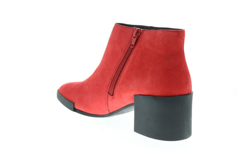 Camper Lotta K400145-009 Womens Red Nubuck Zipper Ankle & Booties Boots