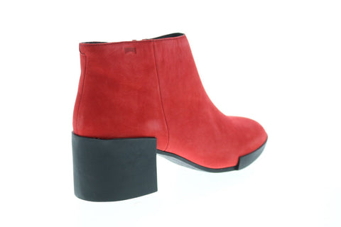 Camper Lotta K400145-009 Womens Red Nubuck Zipper Ankle & Booties Boots