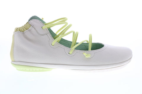 Camper Right Nina K400194-014 Womens Beige Leather Lace Up Ballet Flats Shoes