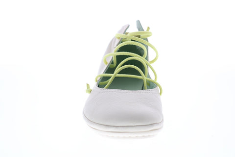 Camper Right Nina K400194-014 Womens Beige Leather Lace Up Ballet Flats Shoes