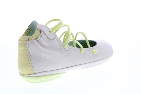 Camper Right Nina K400194-014 Womens Beige Leather Lace Up Ballet Flats Shoes