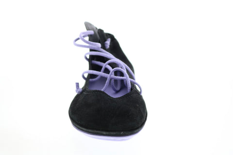 Camper Right Nina K400194-017 Womens Black Suede Lace Up Ballet Flats Shoes