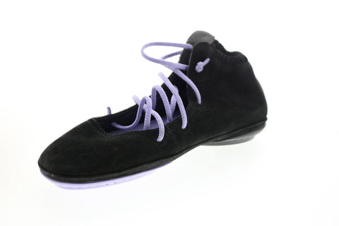 Camper Right Nina K400194-017 Womens Black Suede Lace Up Ballet Flats Shoes