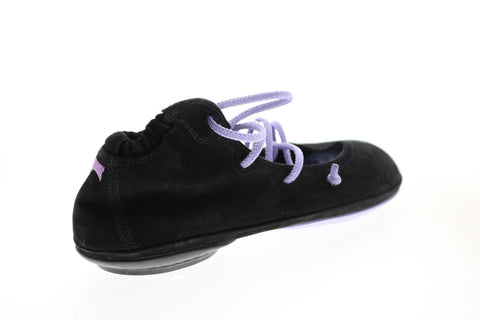 Camper Right Nina K400194-017 Womens Black Suede Lace Up Ballet Flats Shoes