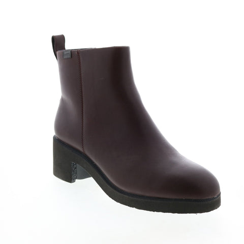 Camper Wonder K400321-005 Womens Burgundy Leather Zipper Ankle & Booties Boots