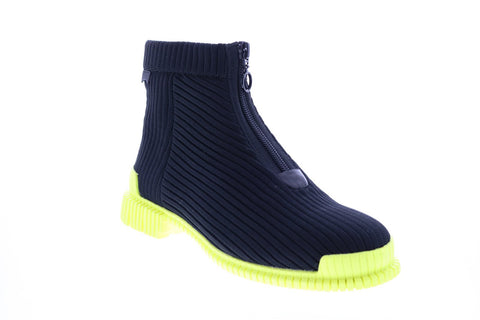 Camper Pix K400356-003 Womens Black Yellow Canvas Zipper Chelsea Boots