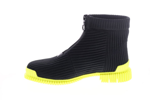 Camper Pix K400356-003 Womens Black Yellow Canvas Zipper Chelsea Boots