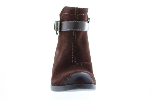 Earth Origins Kaia Womens Brown Wide Suede Zipper Ankle & Booties Boots