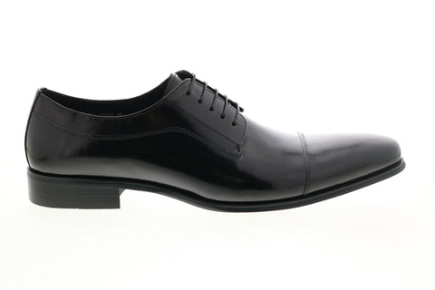 Carrucci KS099-721 Mens Black Leather Cap Toe Oxfords & Lace Ups Shoes