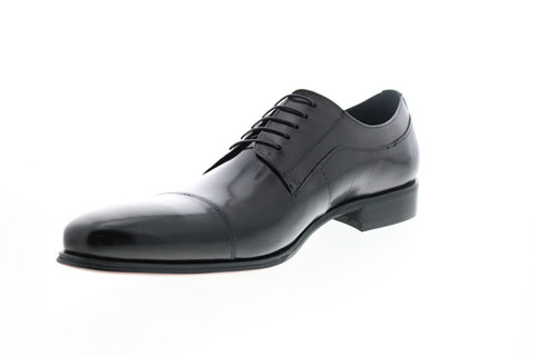 Carrucci KS099-721 Mens Black Leather Cap Toe Oxfords & Lace Ups Shoes