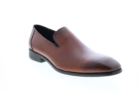 Carrucci KS259-310 Mens Brown Leather Casual Loafers & Slip Ons Shoes